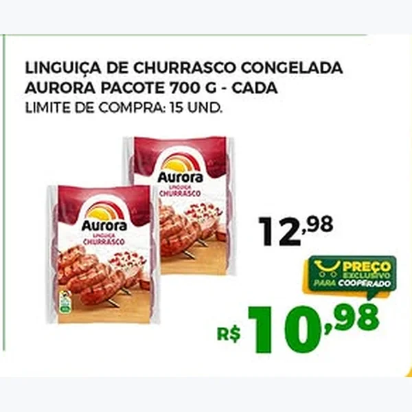 Recorte do encarte de Linguiça de Churrasco Congelada Aurora 700 g