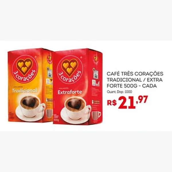 Recorte do encarte de Café Extra Forte 3 Corações 500 g
