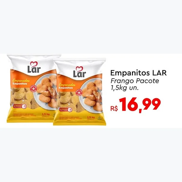 Recorte do encarte de Empanados de Frango LAR 1,5 kg