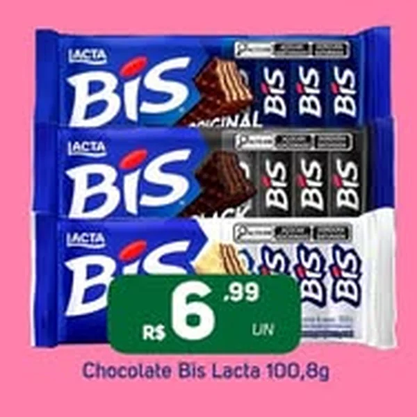 Recorte do encarte de Chocolate Bis Lacta 100,8 g
