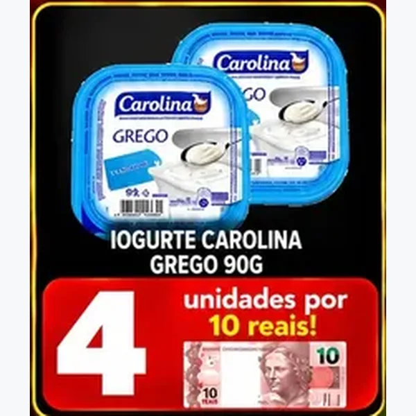 Recorte do encarte de Iogurte Grego Carolina 90 g