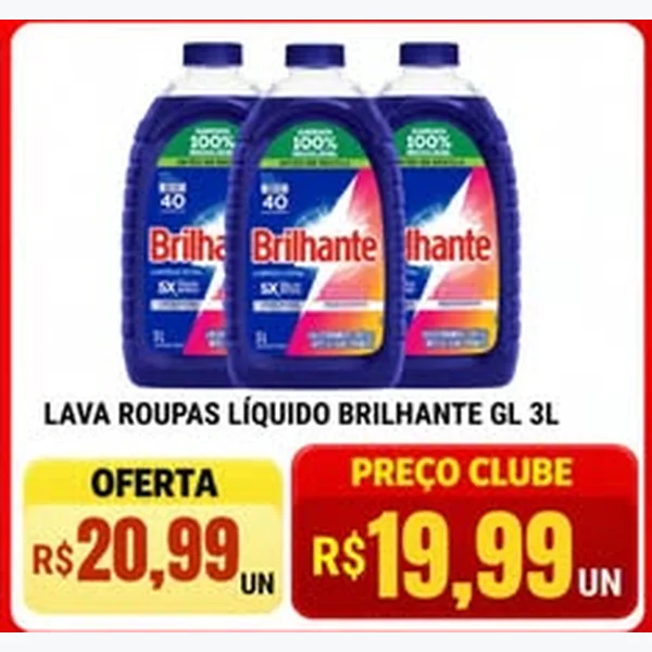 Recorte do encarte de Lava Roupas Líquido Brilhante 3 L