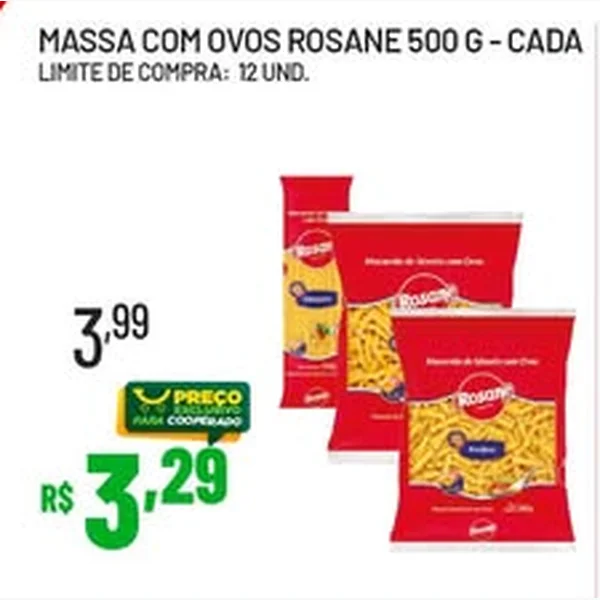 Recorte do encarte de Massa com Ovos Rosane 500 g