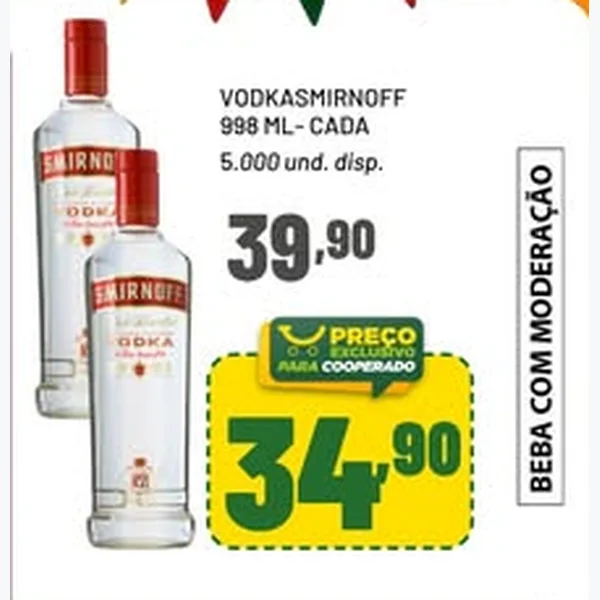 Recorte do encarte de Vodka Smirnoff 998 ml