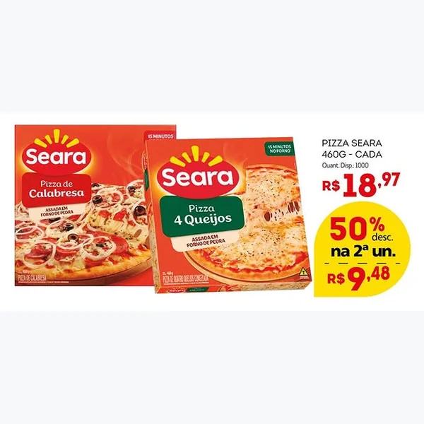 Recorte do encarte de Pizza de Calabresa Seara 460 g