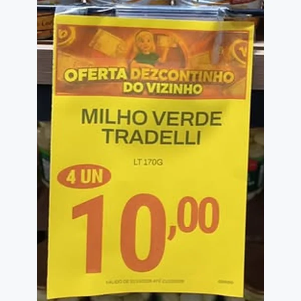 Recorte do encarte de Milho Verde Tradelli 170 g