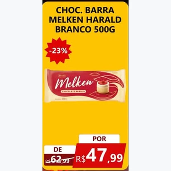 Chocolate Barra Branco Harald Melken 500 g