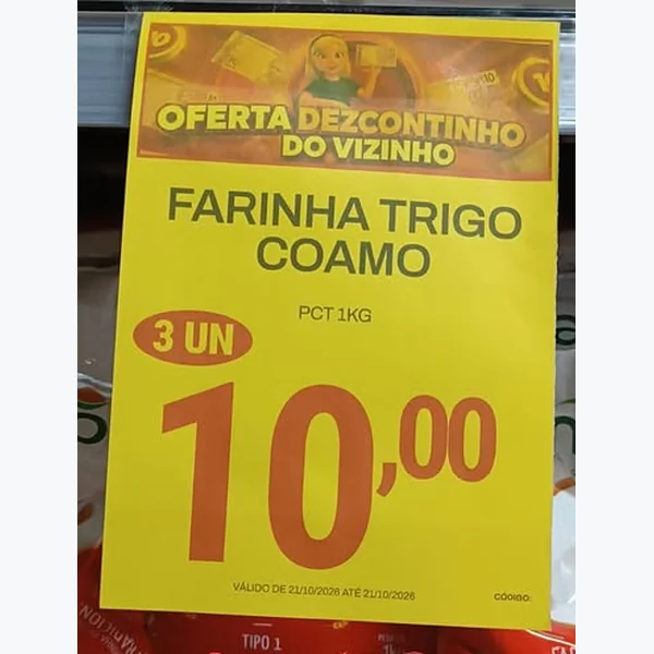 Recorte do encarte de Farinha de Trigo Tradicional Coamo 1 kg