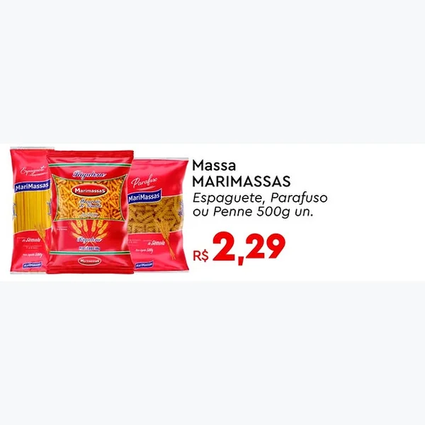 Recorte do encarte de Massa Espaguete MARIMASSAS 500 g