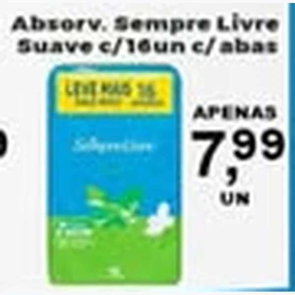 Recorte do encarte de Absorvente Suave Sempre Livre 16 un