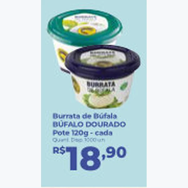 Recorte do encarte de Burrata de Búfala BÚFALO DOURADO 120 g