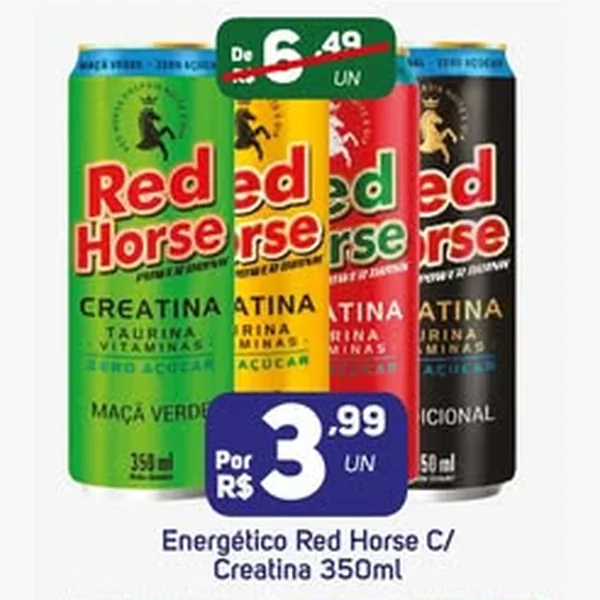 Recorte do encarte de Energético com Creatina Red Horse 350 ml