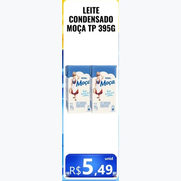 Recorte do encarte de Leite Condensado Moça 395 g