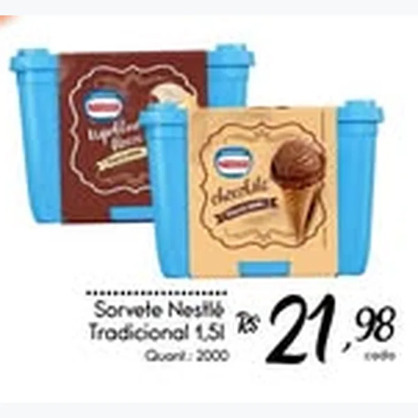 Recorte do encarte de Sorvete Tradicional Nestlé 1,5 L