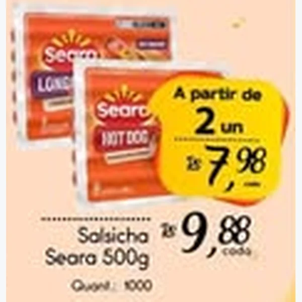 Recorte do encarte de Salsicha Seara 500 g