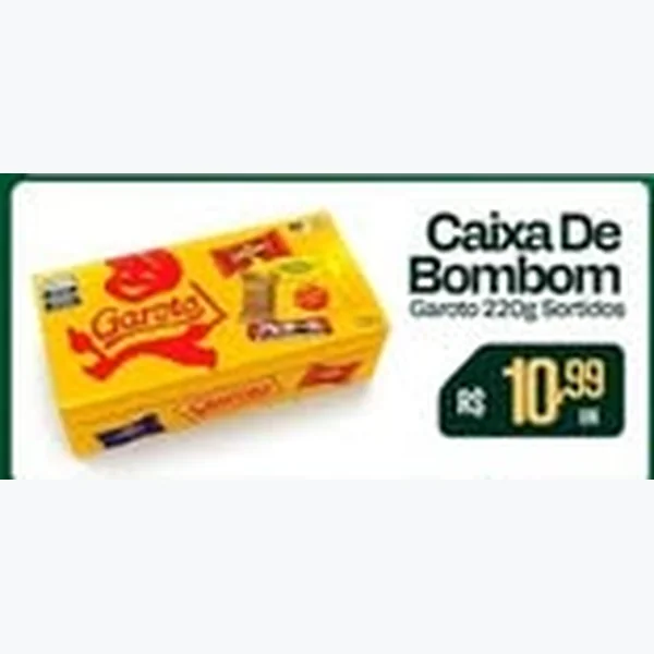 Recorte do encarte de Caixa de Bombom Garoto 220 g