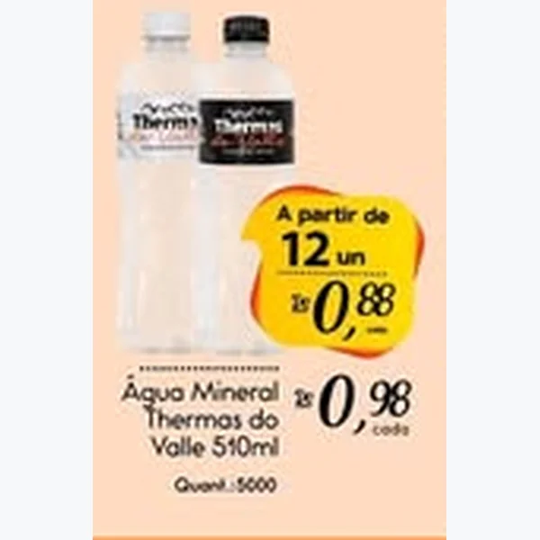 Recorte do encarte de Água Mineral Thermas do Valle 510 ml