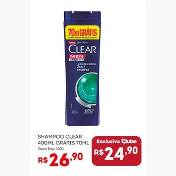 Recorte do encarte de Shampoo 2 em 1 Clear 400 ml