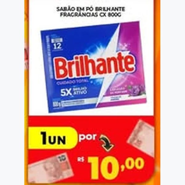 Recorte do encarte de Sabão em Pó Brilhante 800 g