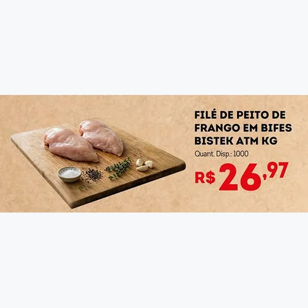 Filé de Peito de Frango em Bifes Bistek