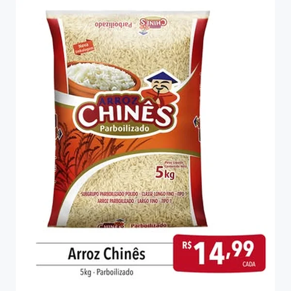 Recorte do encarte de Arroz Parboilizado Chinês 5 kg