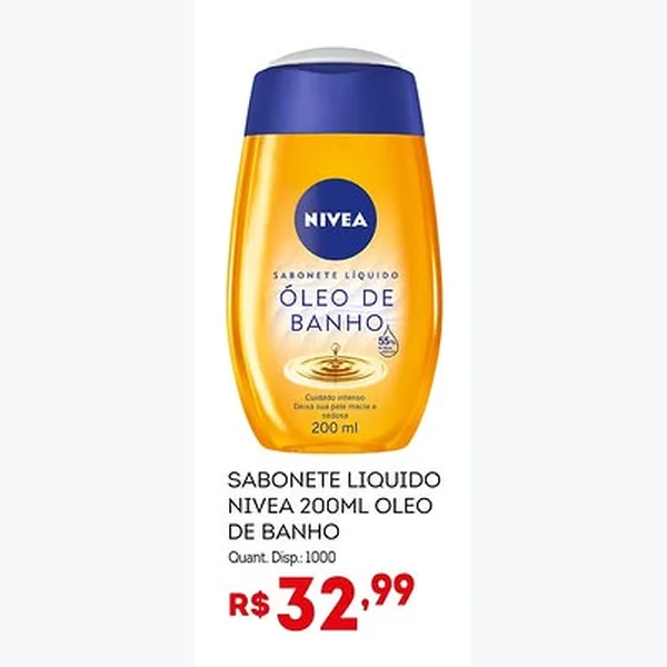 Recorte do encarte de Sabonete Líquido Óleo de Banho Nivea 200 ml