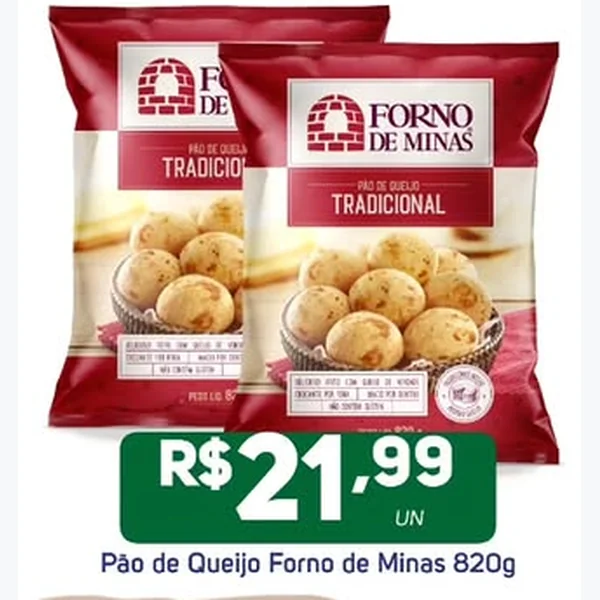 Recorte do encarte de Pão de Queijo Tradicional Forno de Minas 820 g