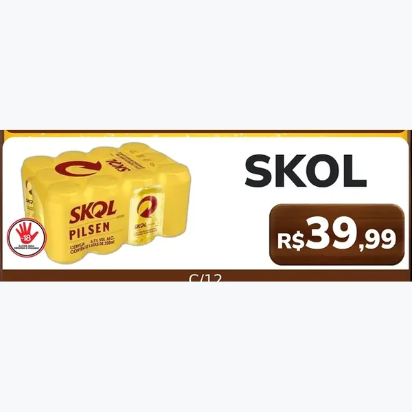 Cerveja Pilsen Skol 12 un × 350 ml