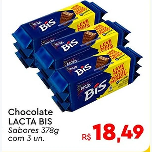 Recorte do encarte de Chocolate Bis Lacta 3 un × 378 g