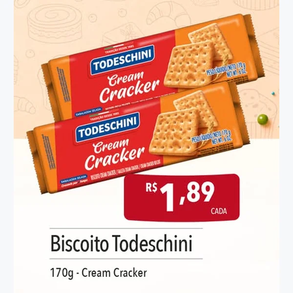 Biscoito Cream Cracker Todeschini 170 g
