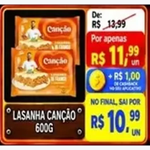 Recorte do encarte de Lasanha Canção 600 g