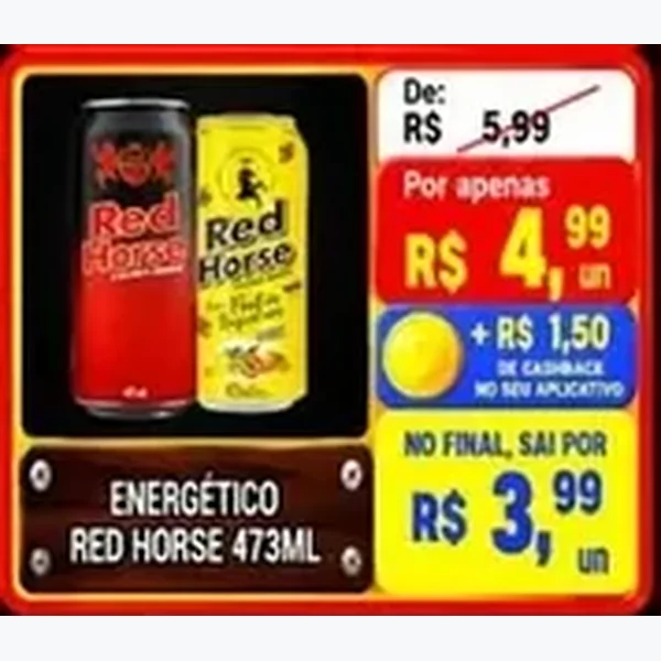 Recorte do encarte de Energético Red Horse 473 ml