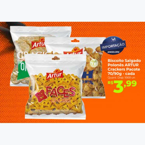 Recorte do encarte de Biscoito Salgado Crackers Artur 90 g