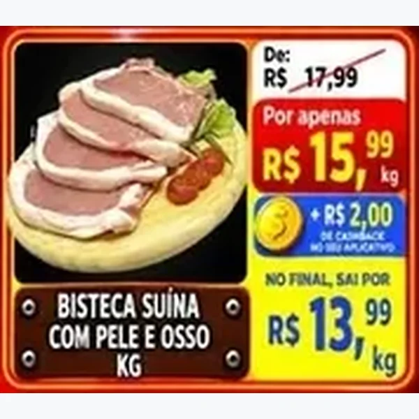 Recorte do encarte de Bisteca Suína com Pele e Osso