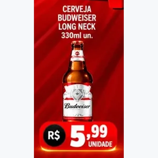 Recorte do encarte de Cerveja Long Neck Budweiser 330 ml