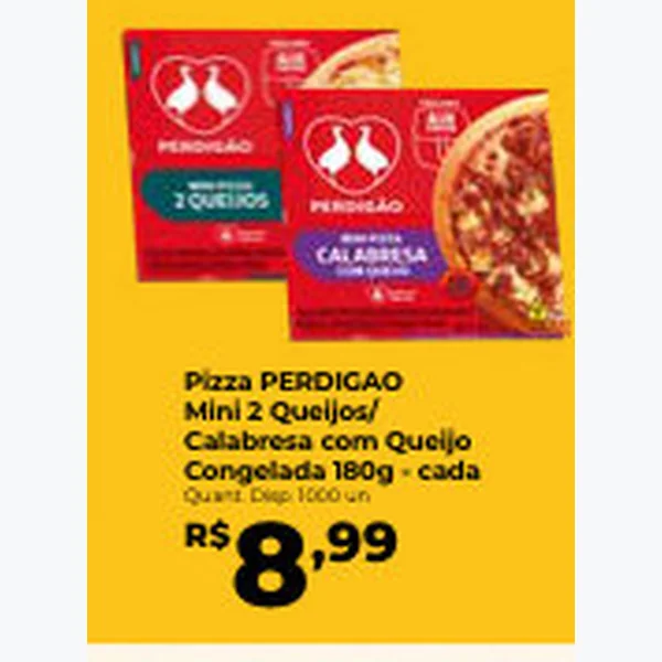 Recorte do encarte de Pizza Mini 2 Queijos PERDIGÃO