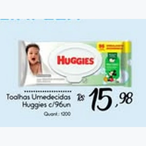 Recorte do encarte de Toalhas Umedecidas Huggies 96 un
