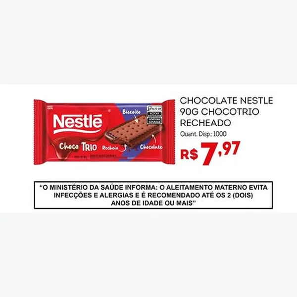 Recorte do encarte de Biscoito Recheado Choco Trio Nestlé 90 g