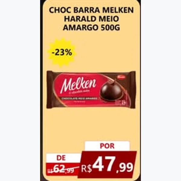 Recorte do encarte de Chocolate Barra Meio Amargo Harald Melken 500 g