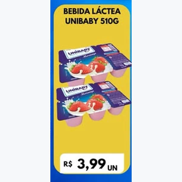Recorte do encarte de Bebida Láctea Unibaby 510 g