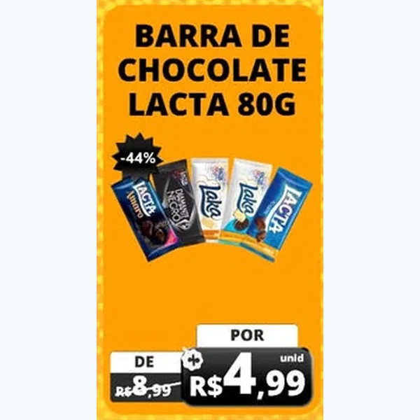 Recorte do encarte de Barra de Chocolate Lacta 80 g