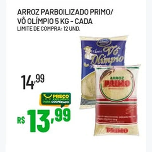 Recorte do encarte de Arroz Parboilizado Vô Olímpio 5 kg