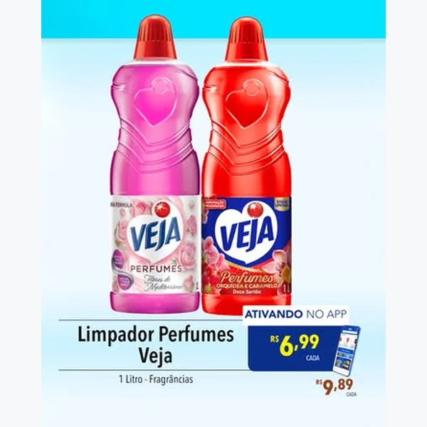 Recorte do encarte de Limpador Perfumes Veja 1 L