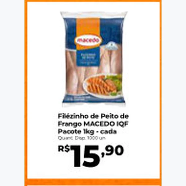 Recorte do encarte de Filézinho de Peito de Frango Iqf MACEDO 1 kg