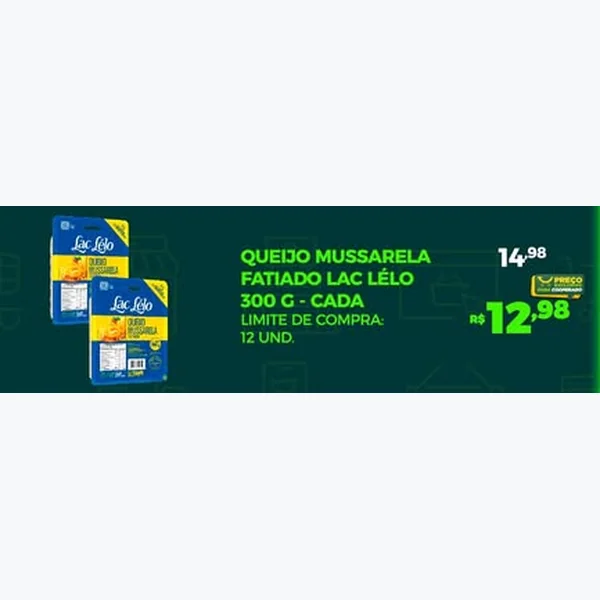 Queijo Mussarela Fatiado Lac Lélo 300 g