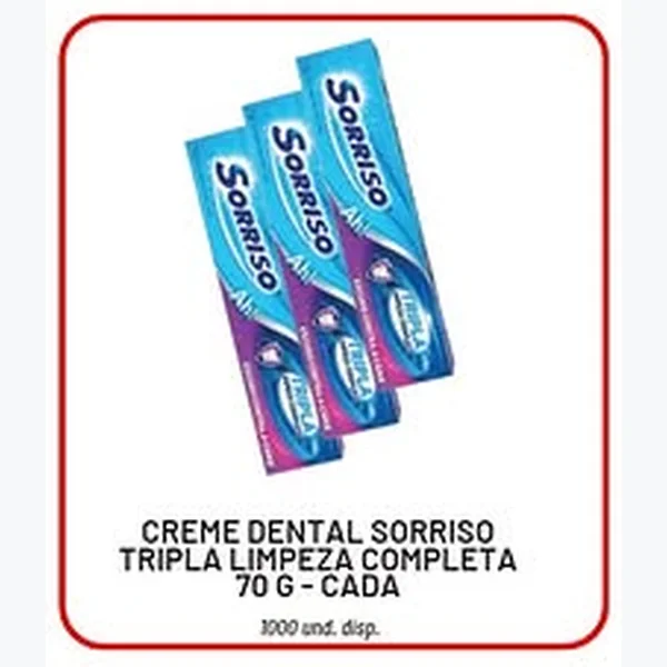 Recorte do encarte de Creme Dental Tripla Limpeza Completa Sorriso 70 g