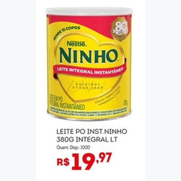 Recorte do encarte de Leite em Pó Integral Instantâneo Ninho 380 g