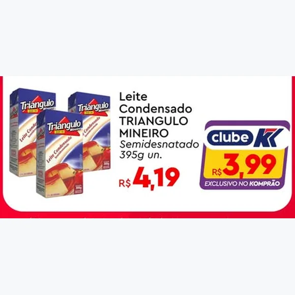 Recorte do encarte de Leite Condensado Semidesnatado TRIANGULO MINEIRO 395 g