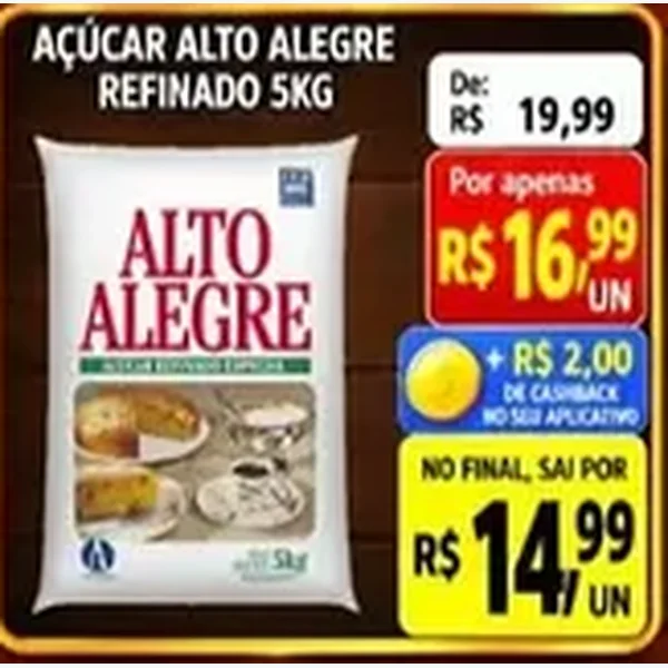 Recorte do encarte de Açúcar Refinado Alto Alegre 5 kg