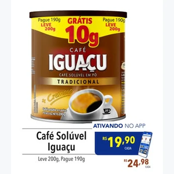 Recorte do encarte de Café Solúvel Tradicional Iguaçu 200 g